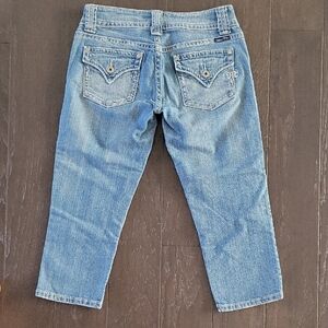 Vintage Miss Me Women's Cropped Jeans - Light Blue